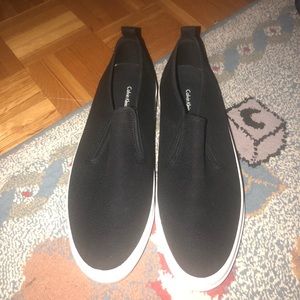 Calvin Klein NEW WITH BOX black slip on sneakers